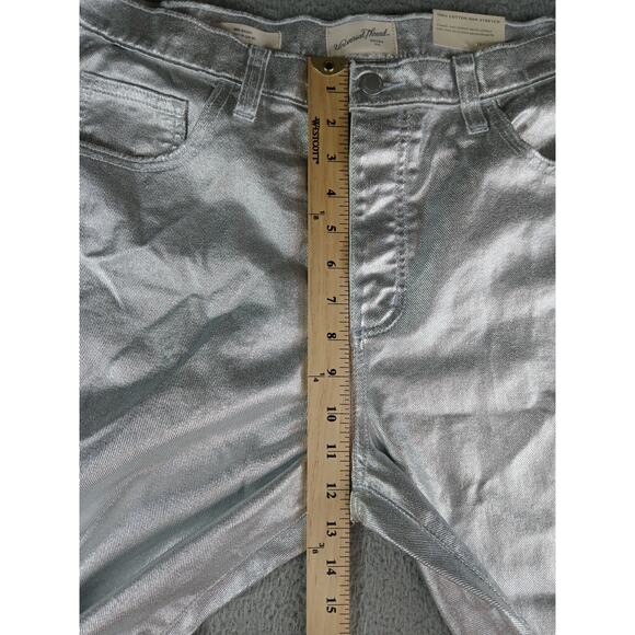 Universal Thread Jeans Women 12R Silver Metallic 90s Baggy Stretch Straight NWT - Picture 4 of 9
